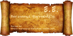 Berzsenyi Barnabás névjegykártya